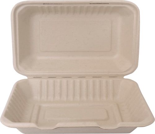 Bagasse Clamshell - 9x6 inch - 200/case
