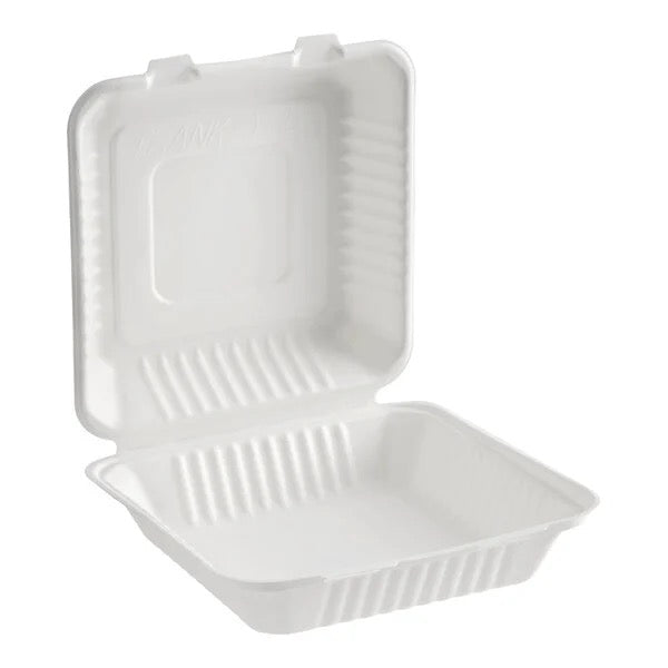Bagasse Clamshell - 8 inch - 200/case