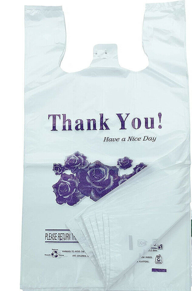 T-Shirt Bag Thank you flower - Small White 1/10