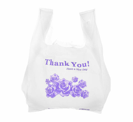 T-Shirt Bag Thank you flower - Large White 1/6