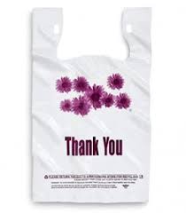 T-Shirt Bag Thank you flower - Medium White 1/8