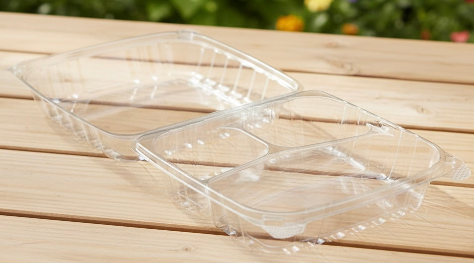 Clear Hinge Container 8x8 3-Comp (Dart) - 250/case