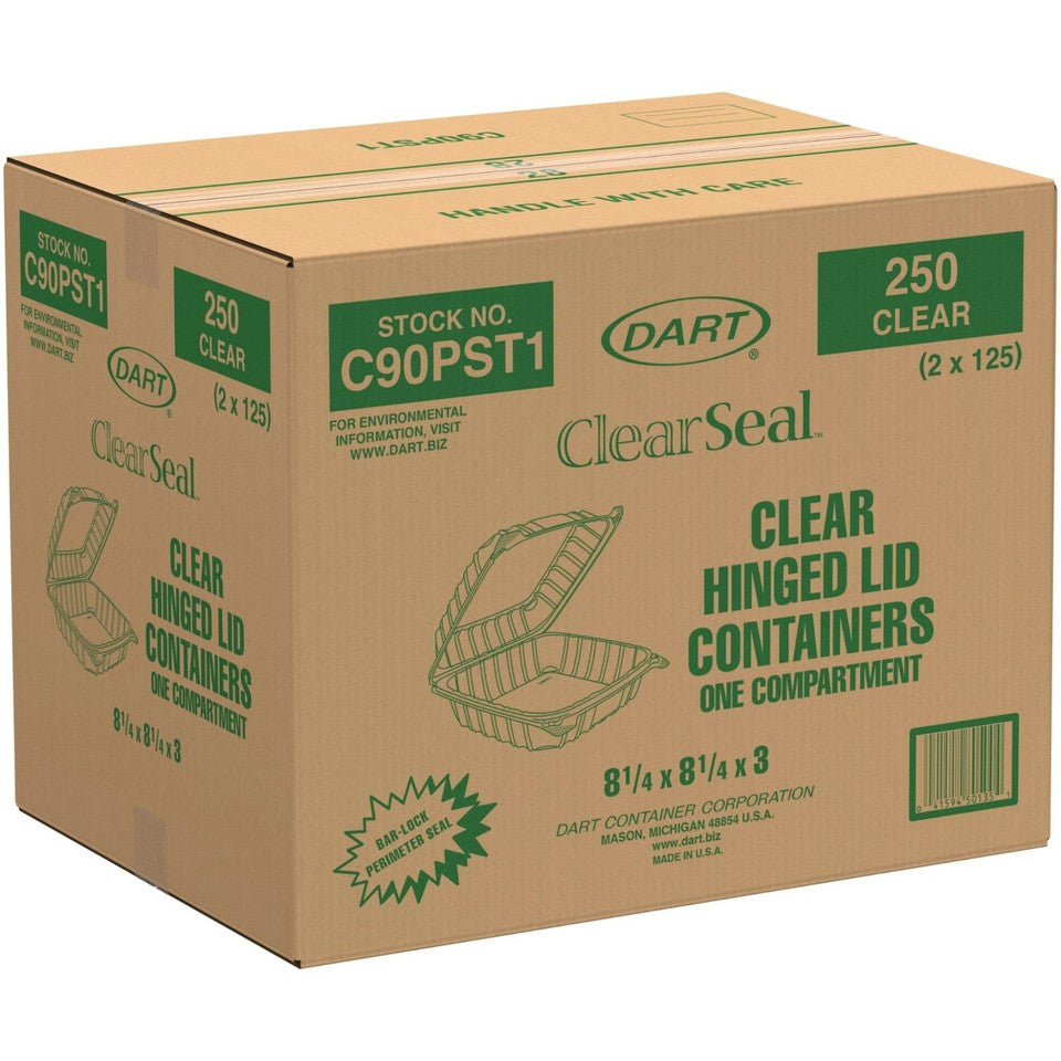 Clear Hinge Container 8x8 (Dart) - 250/case