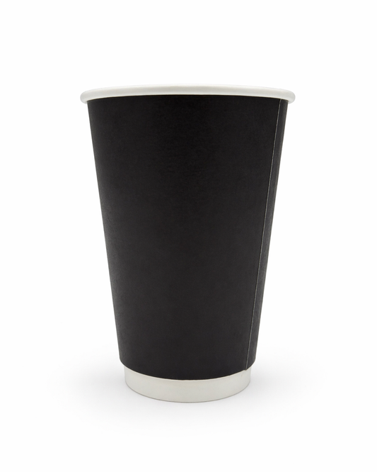 Premium 16 oz Black Double Wall Coffee Cups 500/case