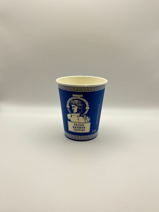 8oz Hot Paper Cup - Greek - 1,000/case - single wall