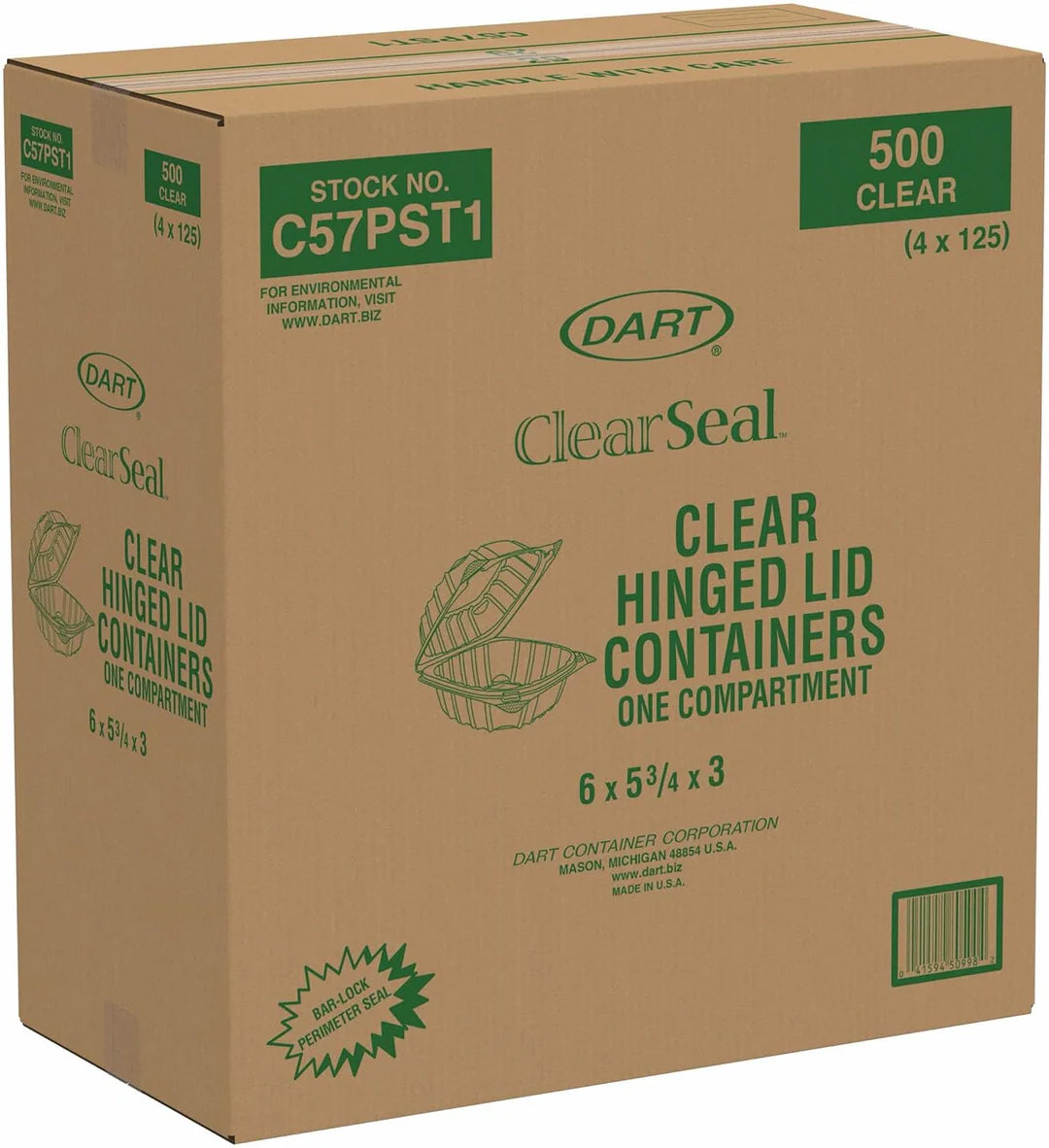 Clear Hinge Container 6x6 (Dart) - 500/case