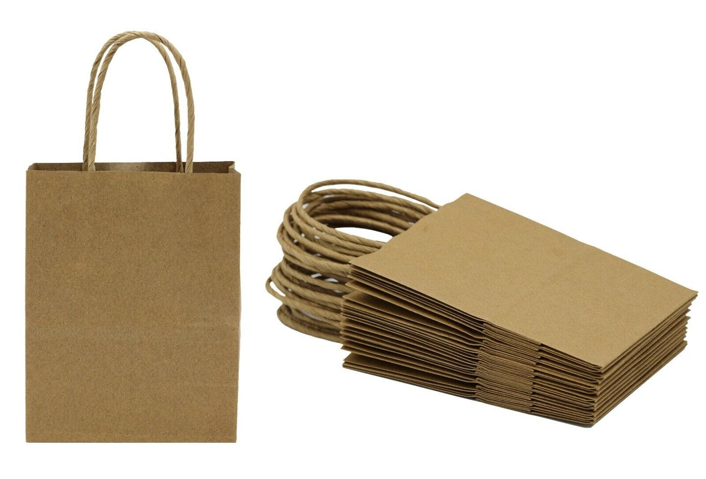 Paper Bag with Handles - Kraft - Small